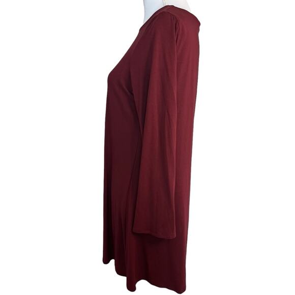 Eileen Fisher Tunic Top Medium Magenta Red Bell Sleeve Viscose Spandex Jersey - Picture 6 of 12